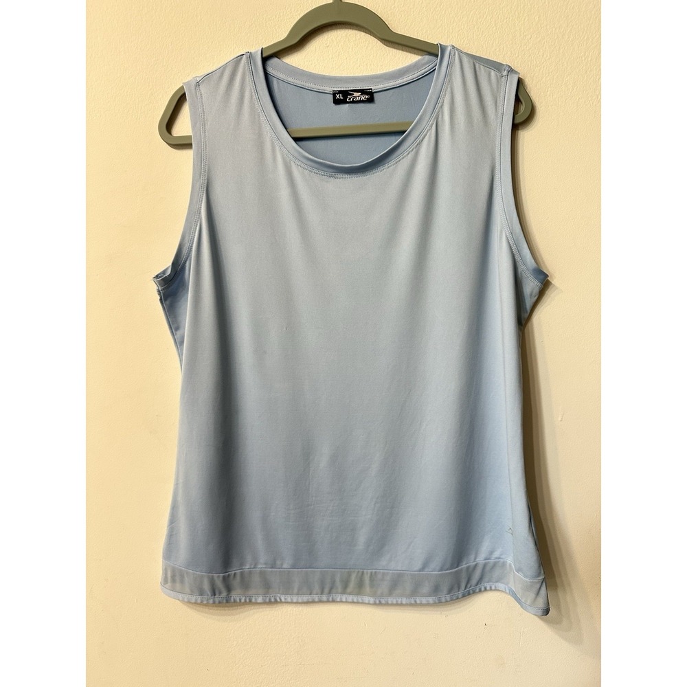Crane Womens XL Tank Top Blue Activewear Sleeveless Athletic Workout Mesh Hem